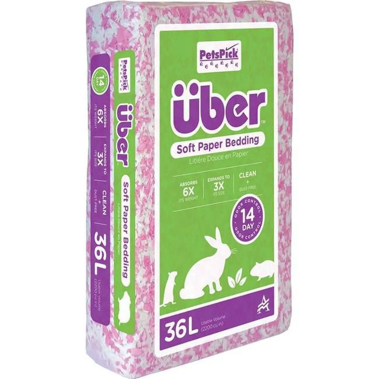 American Wood Fibers 80500-2200PWUBPKPNK Uber Soft Paper Pet Bedding/Litter, Pink & White, 99% Dust-Free, Odor-Controlling, Absorbs Moisture, Expands to 3x Size, Food-Grade Virgin Shredded Paper for Small Animals, 99 Percent Dust-Free, Controls Odor