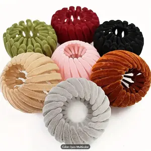 7pcs Women's Velvet Surface Expandable Bird Nest Magic Hair Clip Ponytail Holder Hair Accessory Lazy Bun Fixing Pinned Up Hair Styler