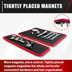 3PC Flexible Magnetic Tool Mat & Tray Holder - Magnetic Tool Tray, Flexible Magnetic Mat, PVC & Non-Slip for Garage Workshop