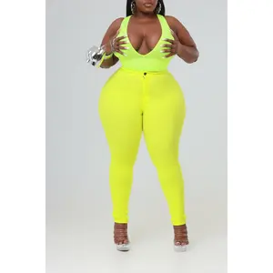 Super Swank High Waist Stretchy Jeans - Neon Yellow