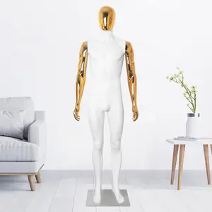 White Male Mannequin Full Body Model Stand Adjustable Faceless Plastic Detachable Manequins with Metal Base & Connectors for Hair Extension & Tape Curly Hair wig Decor Cardboard