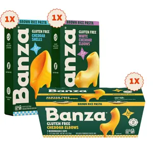 Banza Brown Rice Mac & Cheese Variety Pack - Gluten Free Pasta Assorted Flavors, Made in Italy, Classic Taste & Texture
