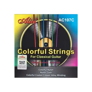 Alice AC107C Colorful Classical Guitar Strings - Rainbow-Colored Nylon Strings for Classical Guitar