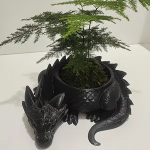 Gothic Dragon Desktop Planter, Dual Color Design, Cute Pet Ornament, Succulent Pot with Storage Box, Home Office Decor, Gardening Gift