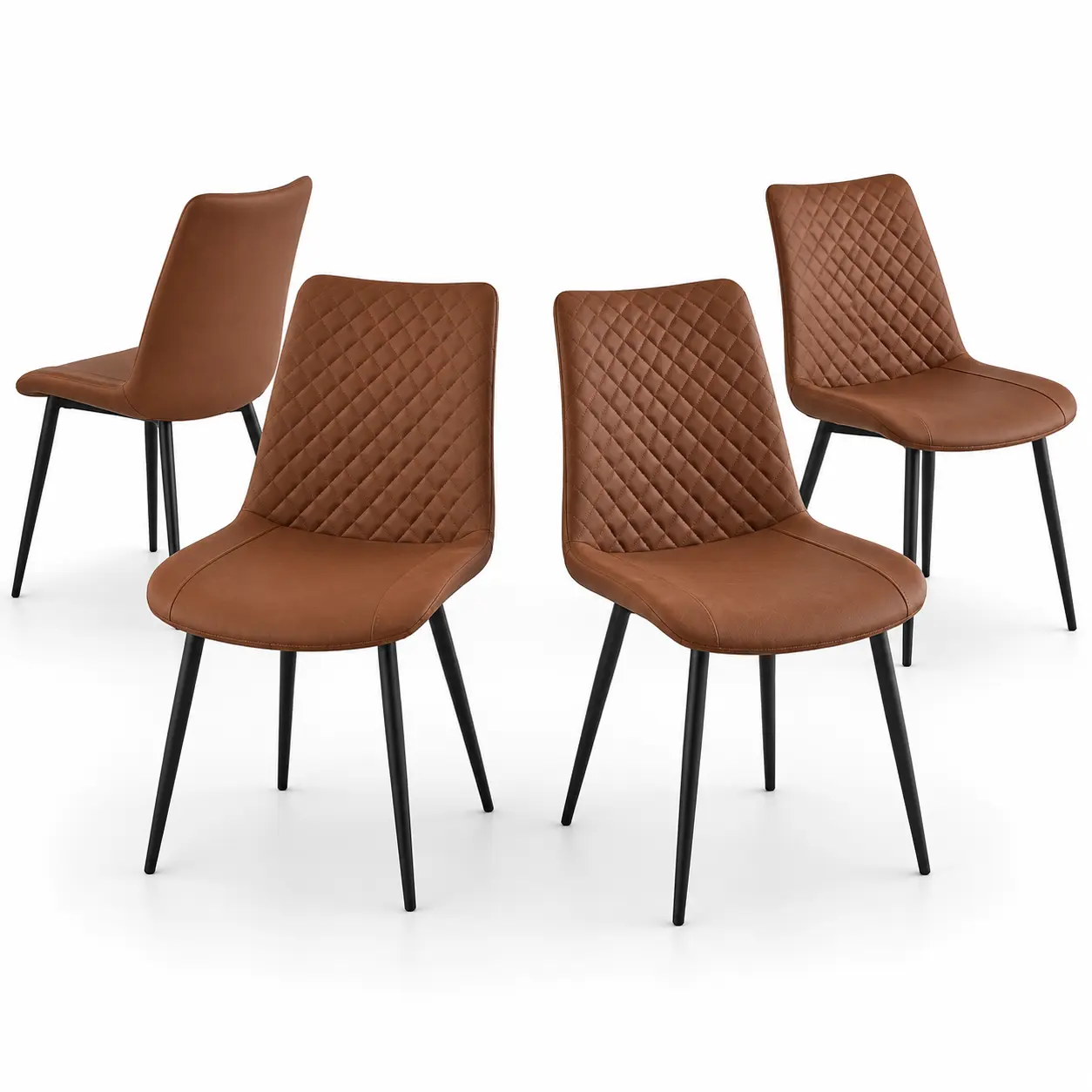 Upholstered Iron Kitchen Chairs with Comfortable Padded Seat and High Back, Sturdy Modern Seating for Dining Room Restaurant Cafe