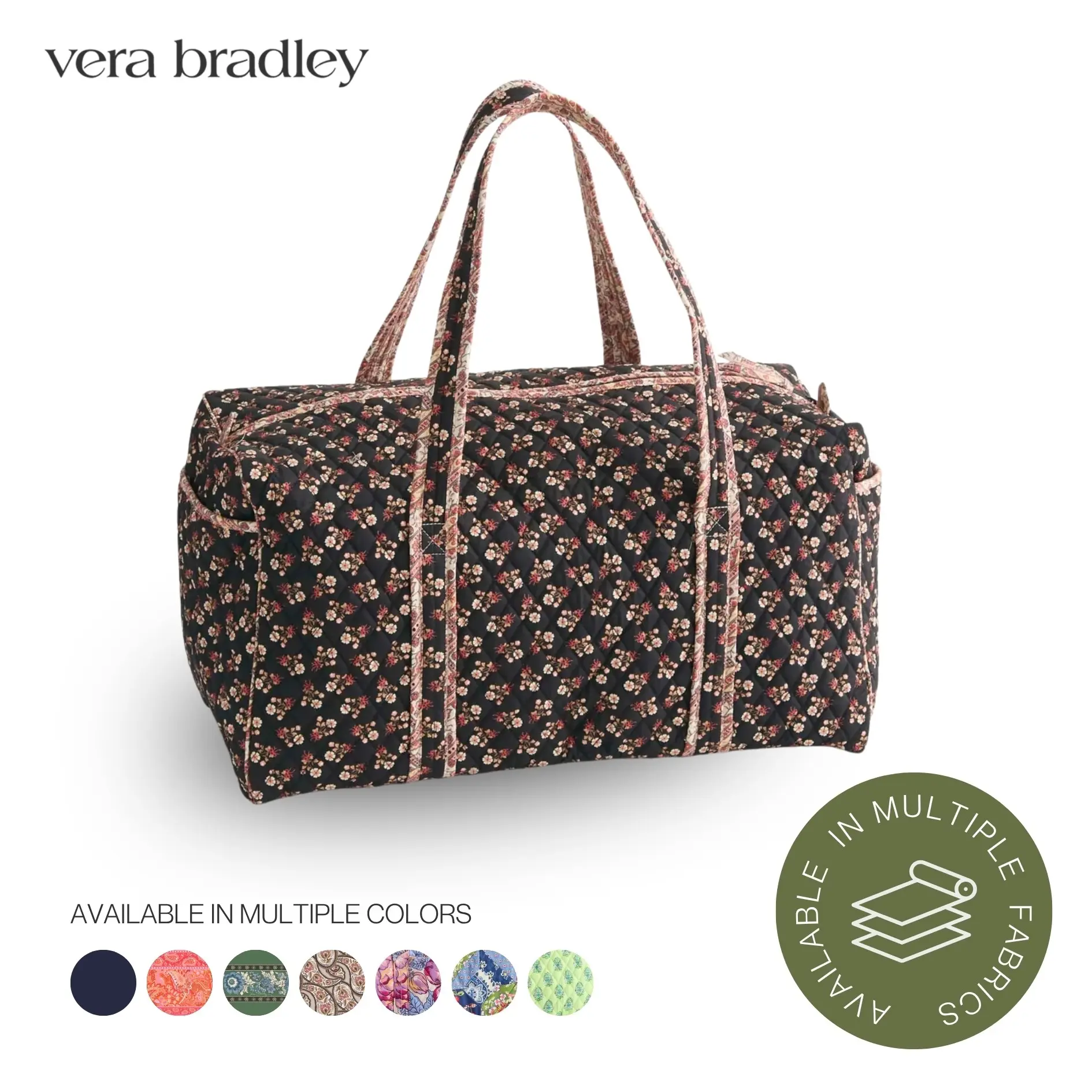 Vera Bradley Large Original Duffel, 58L Travel Bag with Organizer Pockets