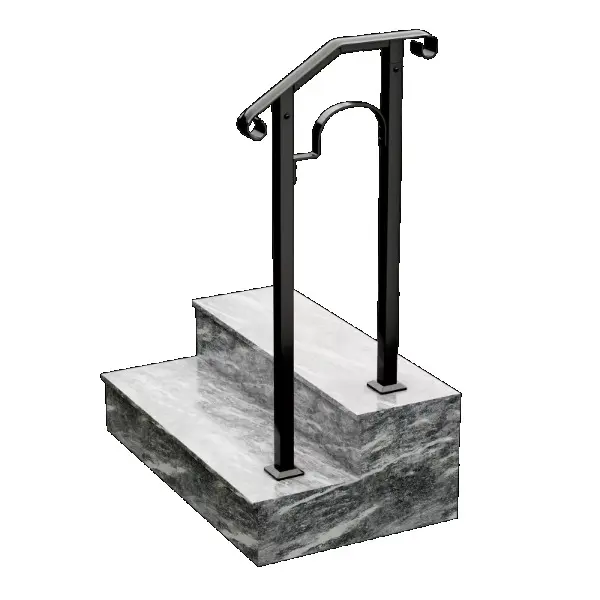 Black Steel Outdoor Rails for 1-2 Steps Stair Railing Outdoor Garden Porch Post