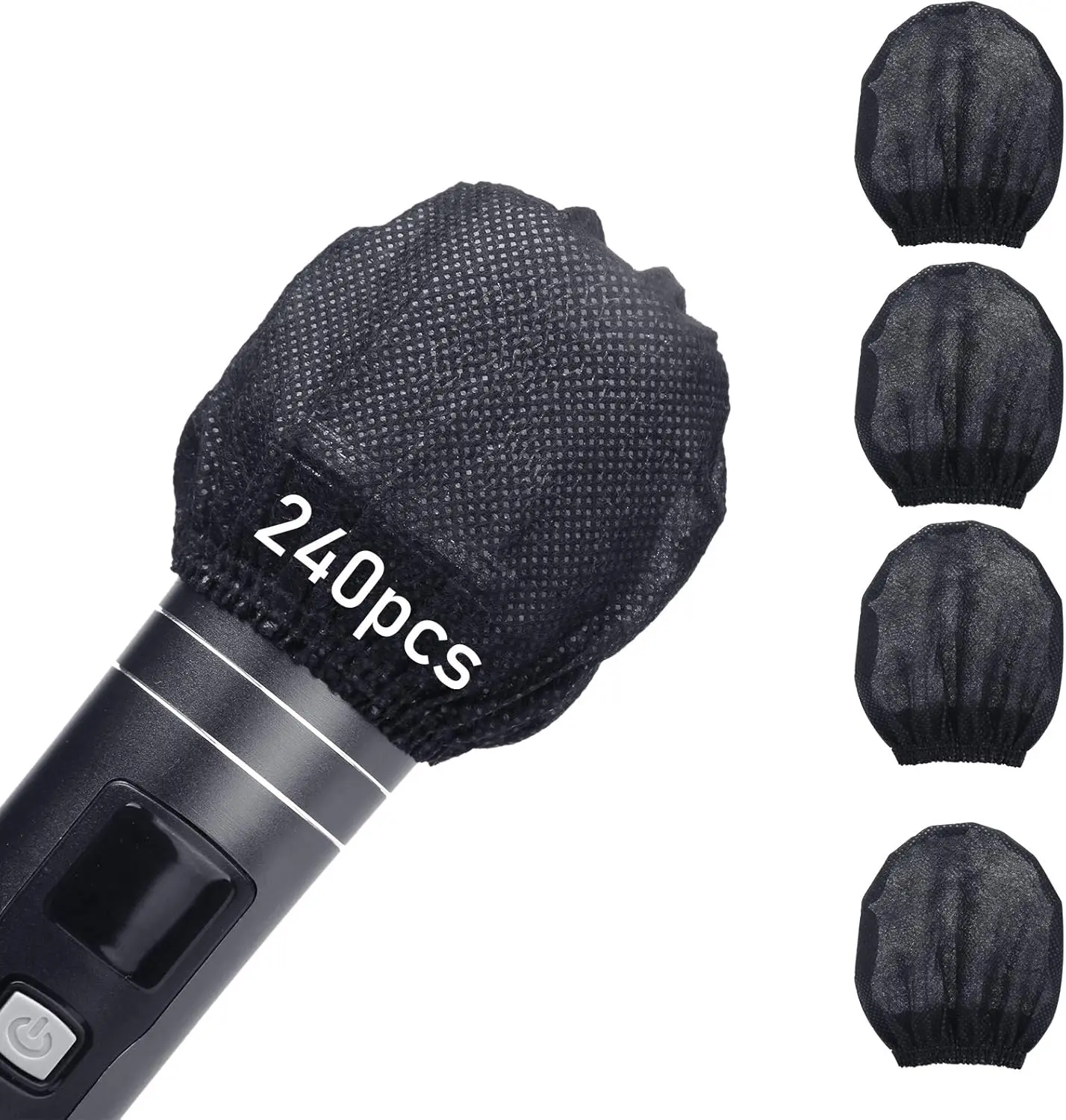240-Pack Disposable Non-Woven Microphone Covers - Individually Wrapped, Elastic-Designed Sanitary Windscreens for Standard Handheld Mics - Ideal for Karaoke, Church