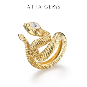 Women's D Color VVS1 Pear Cut Snake Synthetic Moissanite Ring, Summerwins R081, Ideal Gift for Women, Artificial Gemstone Jewelry Rings