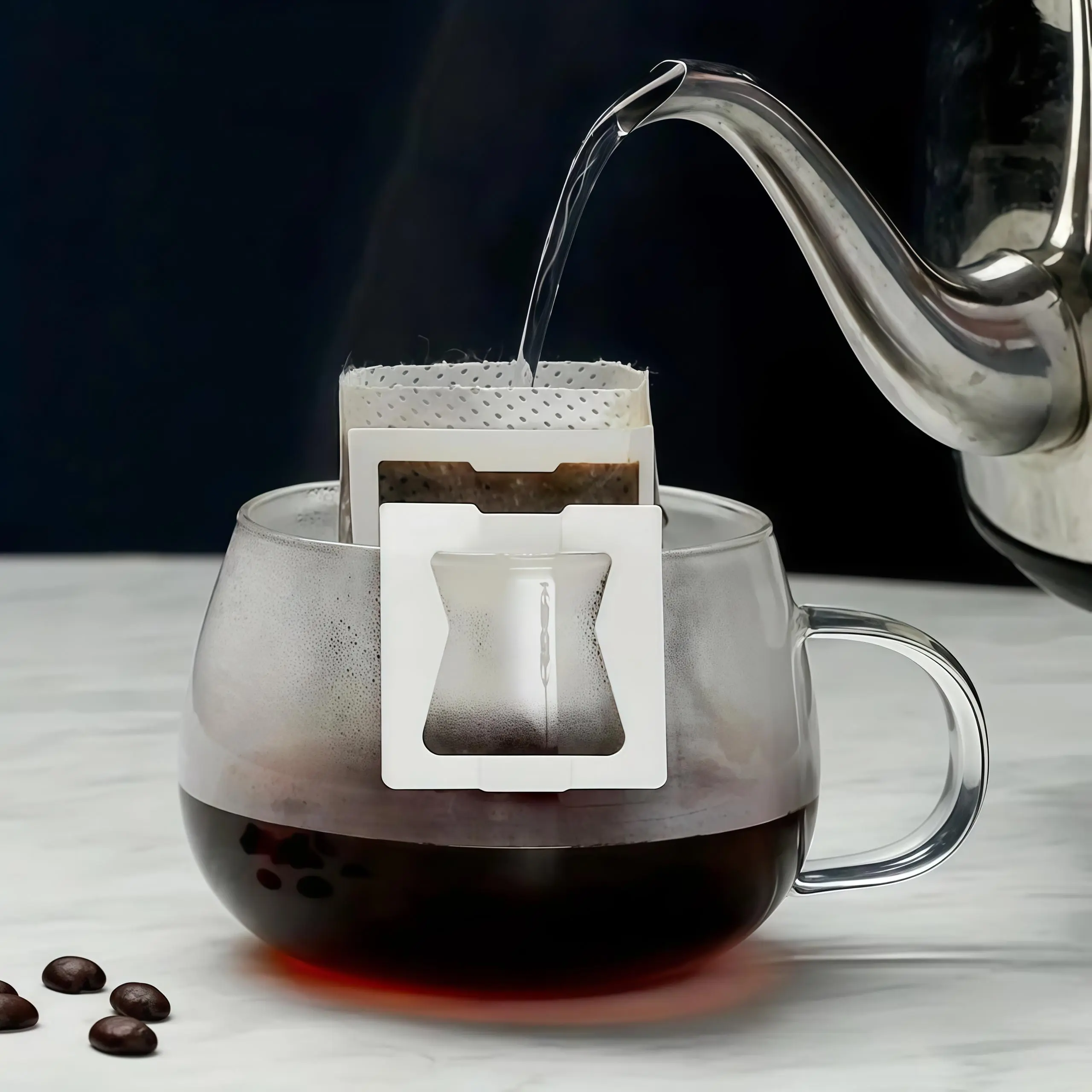 50 air drip coffee filters, ear drip coffee bags, single use disposable pouring filter bags for pouring your selected ground beans - sturdy and durable, suitable for camping, backpacking, travel, office, outdoor and outdoor use
