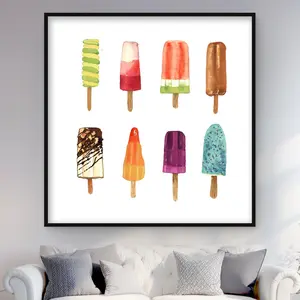 212 MAIN Framed Artistic Iced Lollipop Orange Children's Print Wall Artwork - 48x48 in Colorful Vibrant Photo, Framed Room Decoration, Home Decor Gift