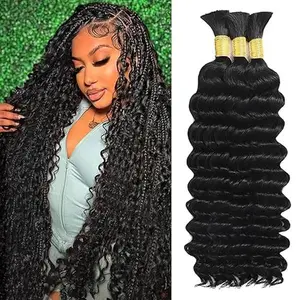 Human Braiding Hair for Boho Braids 120g Deep Wave Boho Bulk Human Hair for Braiding Knotless  Curly Wet and Wavy Bohemian Braids No Weft 1 Bundles/Pack