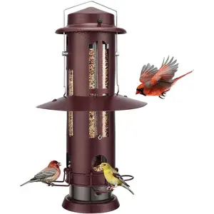 Proof Bird Feeders with Weight-Activated Perches, Metal  Bird Feeder for Outdoors , 3 lb Large Seed Capacity, Antique Copper