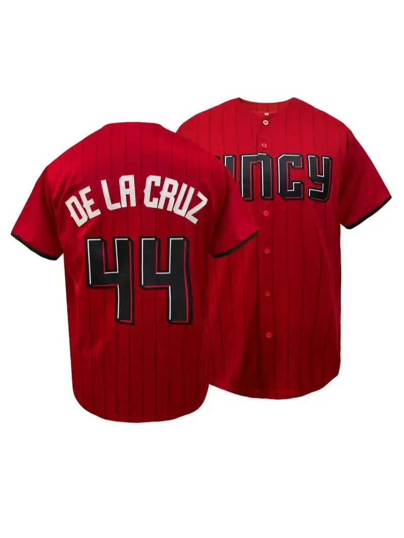 Men's Embroidered Cincy 44 Sporty Jersey Baseball Jersey for Unisex Red Striped Breathable Short Sleeve Sports Top Casual Jersey