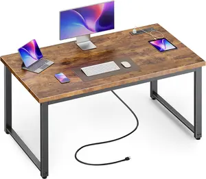 48 Inch Desk with Power Outlets & USB-C, Deeper & Thicker Desktop, Robust Metal Tubes, Computer Desk, Heavy Duty Office Desk, Work Gaming Desk for Home Office, Rustic Brown, 7069ZC