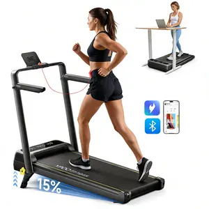 Treadmill with Side Handles for Safe Home Workout, Quiet Walking Pad for Daily Steps Indoor, 300 LBS Capacity Stable Fitness Machine for Apartment Use, 5 MPH Walking Jogging Treadmill with 15% Incline