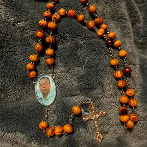Memorial rosary beads with picture of loved one