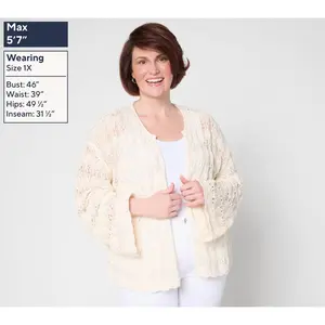 Me by Jennie Garth Carol Crochet Topper Lightweight Sweater