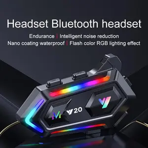 MOKATA 2026 New Motorcycle Helmet Bluetooth Headset - RGB Dazzling Lights, IPX6 Waterproof, Bluetooth 5.3, 1000mAh Battery, 25H Playtime, Noise Reduction, Hands-Free Calling for Motorbike Riding