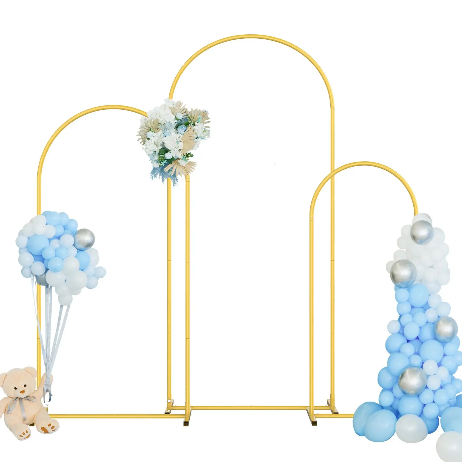 6.6ft Metal Arch Backdrop Stand Set (3-Piece) - Arch Frames, Backdrop Support, Balloon-Friendly for Wedding, Birthday Party Decor, Multiple Events