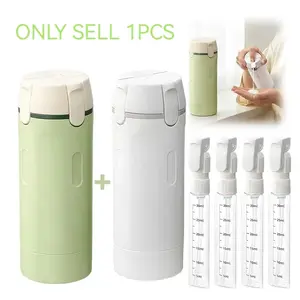 4-in-1 Travel Dispenser Bottle, Portable Cosmetic Shampoo and Lotion Container, Compact Plastic Holder with Easy-Press Smooth Dispensing for Travel Toiletry Storage, Cosmetic Storage
