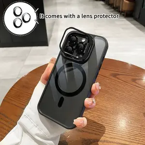 Shockproof Mag Safe Case For iPhone 16 Pro Max 15 14 13 12 11 Camera Lens Cove Cover Magnetic Metal Protection TPU Transparent Holder Installation Protective Smartphones Cellphone