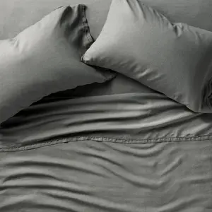 Full 100% Linen Sheet Set Dark Gray - Casaluna