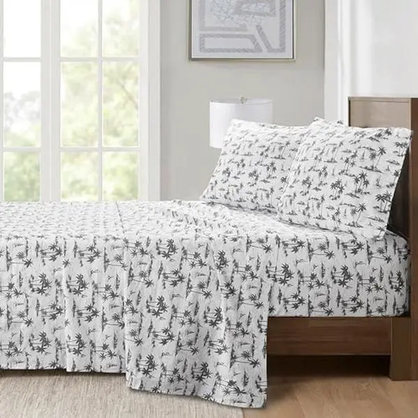 Cotton Bedsheet Sets - Soft, Breathable Printed Cotton Sheets with Elastic Pocket, Fits Up to 17" Mattress, Low-Maintenance, All-Season Breathable Bedding, Breathable Bedding Set
