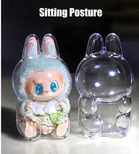 1 Pc LABUBU Character Transparent Protection Case, Second Generation Seated Posture Protection Cover, Dust-Proof Shell