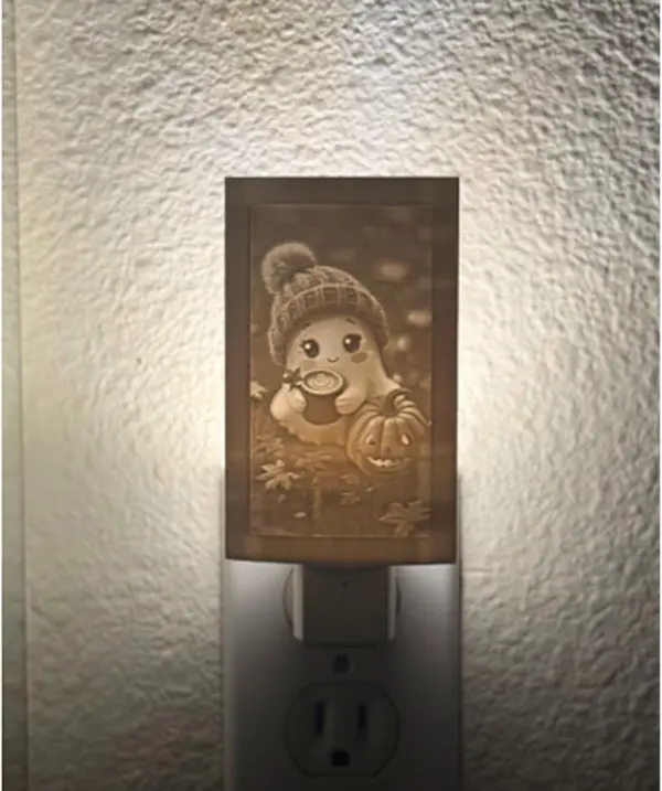Cozy Ghost Coffee Lithophane Night Light | Cute Fall Plug-In LED Lamp | Autumn Pumpkin