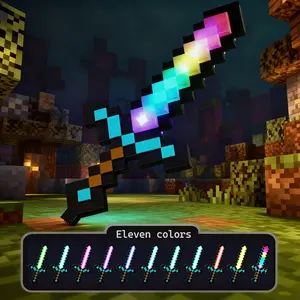 Rainbow Diamond Sword Toy Lamp – Colorful LED Night Light with Magnetic Pixel Block Design, Rechargeable Mood Light for Kids Bedrooms, Gaming Rooms and Creative Decor, Fun Gift for Boys, Girls, Teens and Gamers Who Love Pixel-Style Worlds