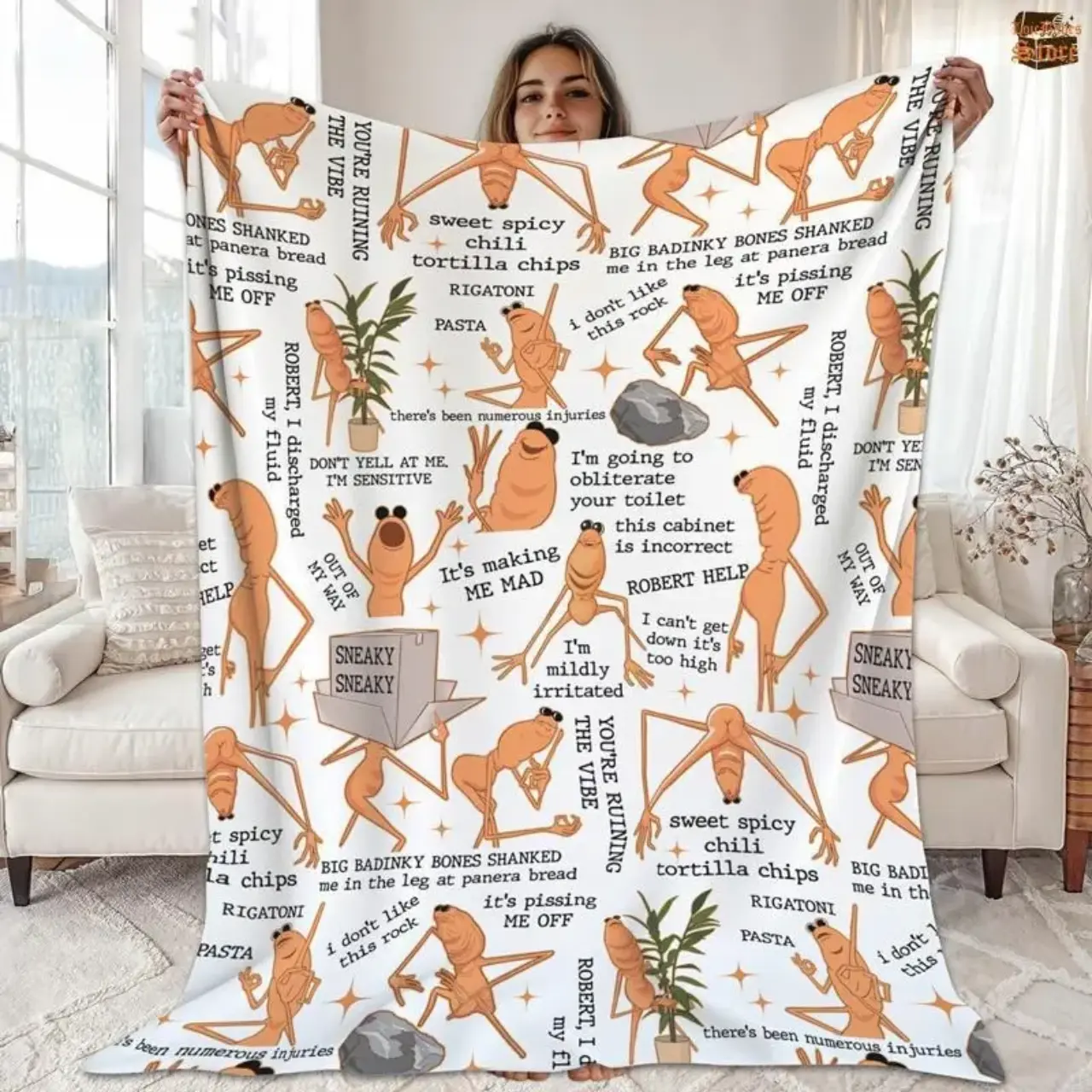 Funny Robert Meme Throw Blanket, Viral Internet Meme Plush Fleece Throw Blanket for Couch Bed Sofa, Soft Cozy Lightweight Blanket, Humorous Bedroom Decor, Gifts for Meme Lovers, Teen Adults, Birthday Christmas Gifts
