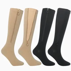 1 Pair Zipper Compression Socks, Comfortable Compression Stockings for Daily Wear, Plus-size Breathable and Durable Footwear Accessories, 2 Type Compression Socks Gift For Spring/Summer, Travel Socks