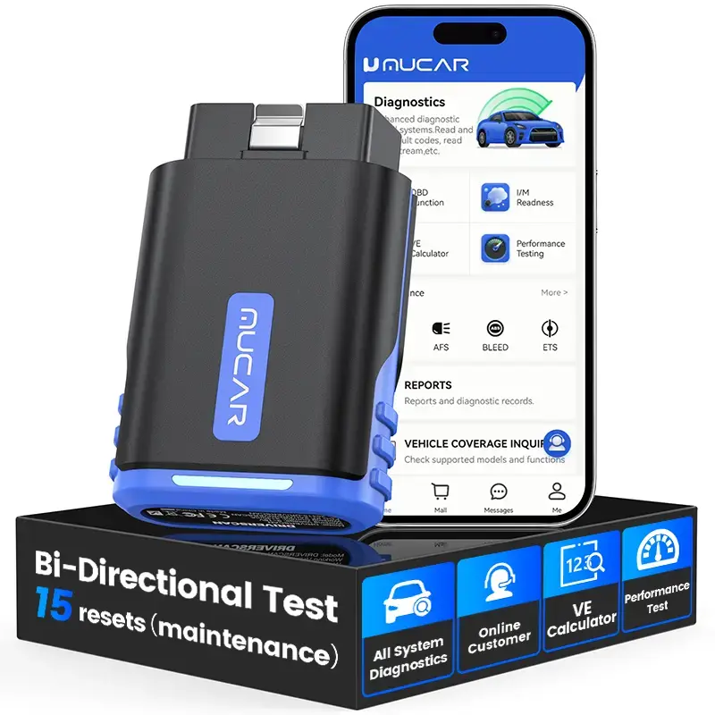 MUCAR DriverScan Bluetooth OBD2 Scanner – Bi-Directional OBDII All-System Diagnostic Tool with 15 Reset Functions, Car Code Reader & Auto Scan for iPhone & Android