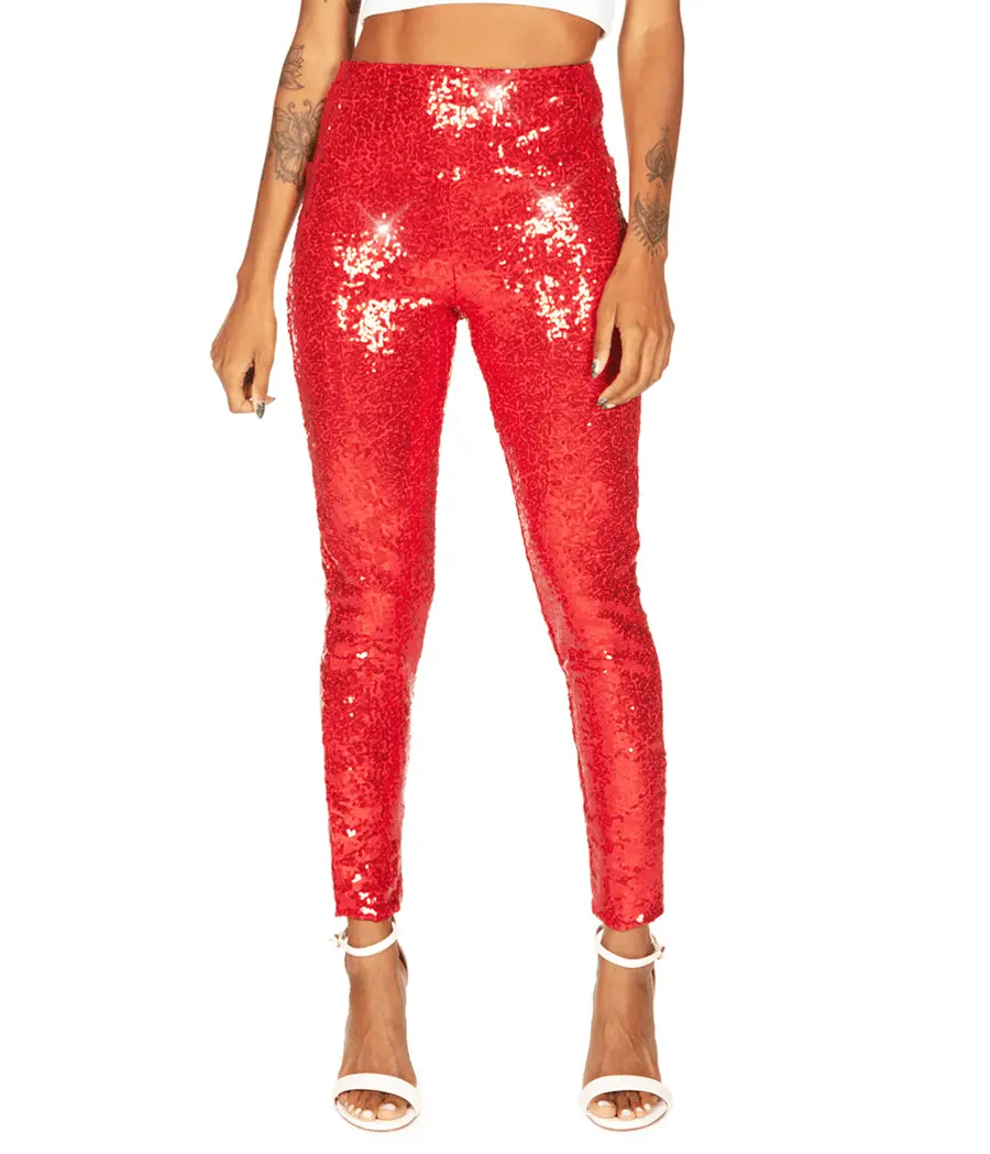 Red Sequin High Waisted Leggings