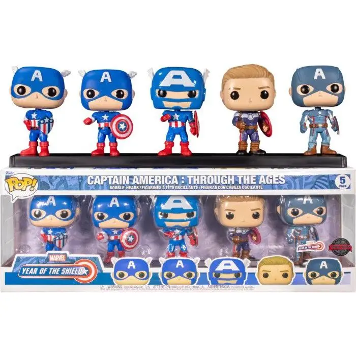 Funko Pop! Captain America Through the Ages 5-Pack - Special Edition Exclusive Vinyl Collectible Figure Decor, Figurines for Collectors