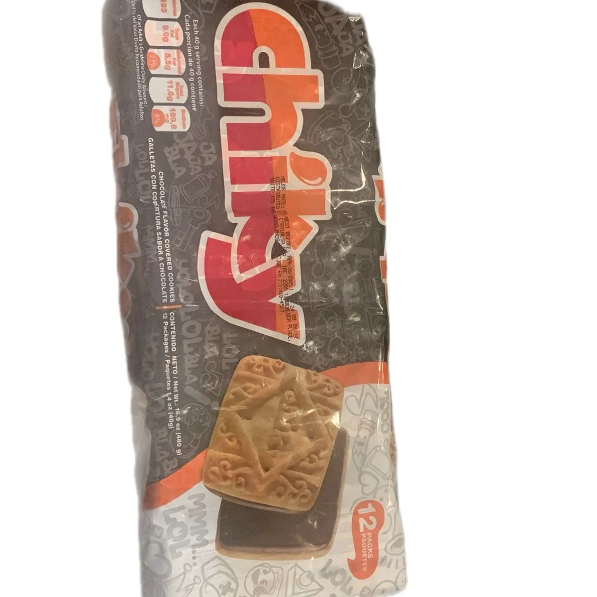 Chiky Galleta con Cobertura Sabor a Chocolate -  Chocolate Coating Cookie Snack Dessert Cooky
