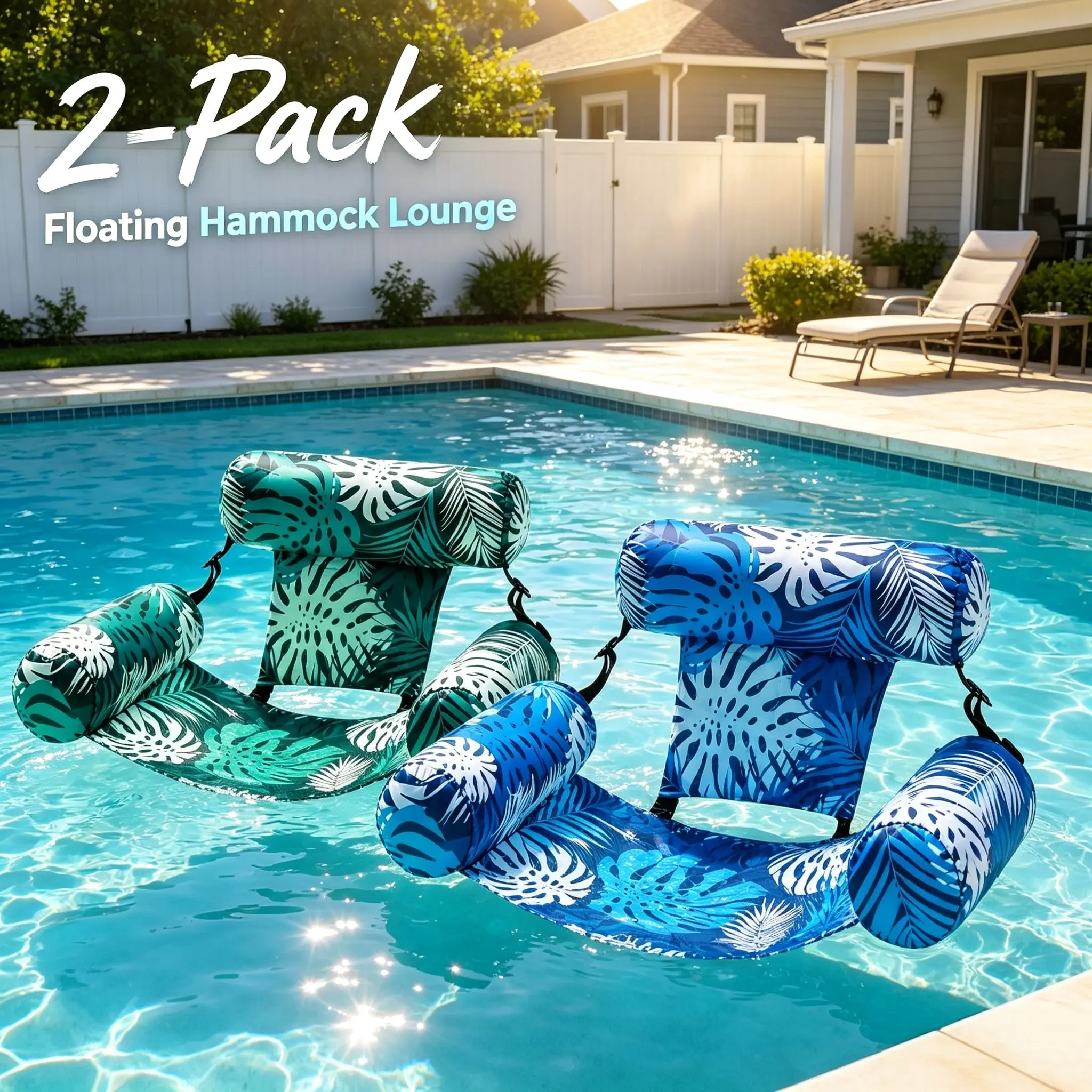 2 Pack Water Rest Inflatable Float Hammock for Adults, Mesh Floating Lounger with Ergonomic Back Support, Easy-to-carry Swim Raft for Backyard Pool Events, Lakeside Trips and Beach Outdoor Relax