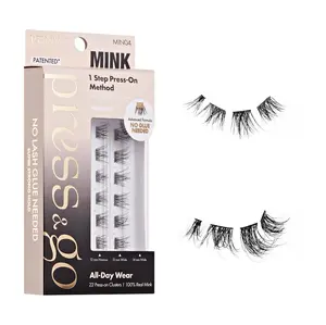 I-Envy Press&Go 100% Real Mink Self-Adhesive Eyelashes, No Glue Needed 22 False Lash Clusters, 1 Step Press-On Lashes, No Damage or Residue, Reusable & Customizable