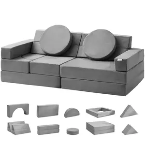 VEVOR Play Couch, Modular Kids Nugget Couch 15pcs, Toddler Foam Sofa Couch with High-density 25D Sponge for Playing, Creating, Sleeping, Imaginative Kids Furniture for Bedroom and Playroom