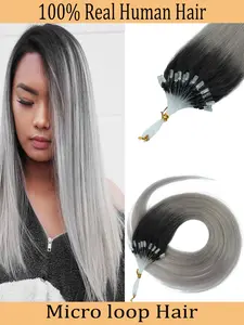 Soft Keratin Invisible Fish Line Micro Link Hair Extensions 30G 16inch 20inch Natural Human Hair Natural Straight Hair Comfortable Daily Use Add Length Volume