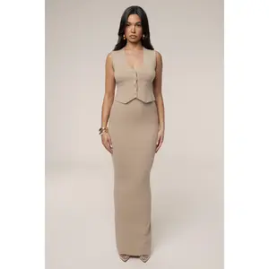 Beige Cassidy Two Piece Skirt Set