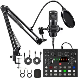 Podcast Sound Card Kit, BT Connection, Audio Interface, Multi-Function Live Sound Control Device Bm-800, Ideal for Recording, Gaming, Singing, Broadcasting