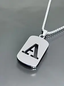 Fashion Simple Versatile New Arrival Silver Color A-Z Letter Necklace, Hollow Out Titanium Steel Pendant, Unisex Sweater Chain Jewelry