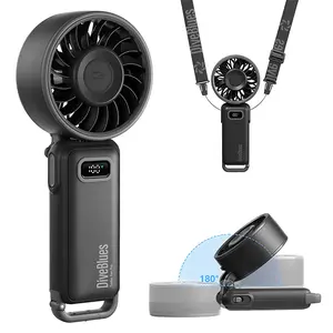 Portable Handheld Turbo Mist Spray Fan • Cooling • Battery Powered • 15 Hours Runtime • 100 Speed Levels • 5-in-1 Foldable • Summer Travel & Vacation Essential • For Outdoor Activities, Beach, Indoor Use, Office Desk Multifunctional Fan
