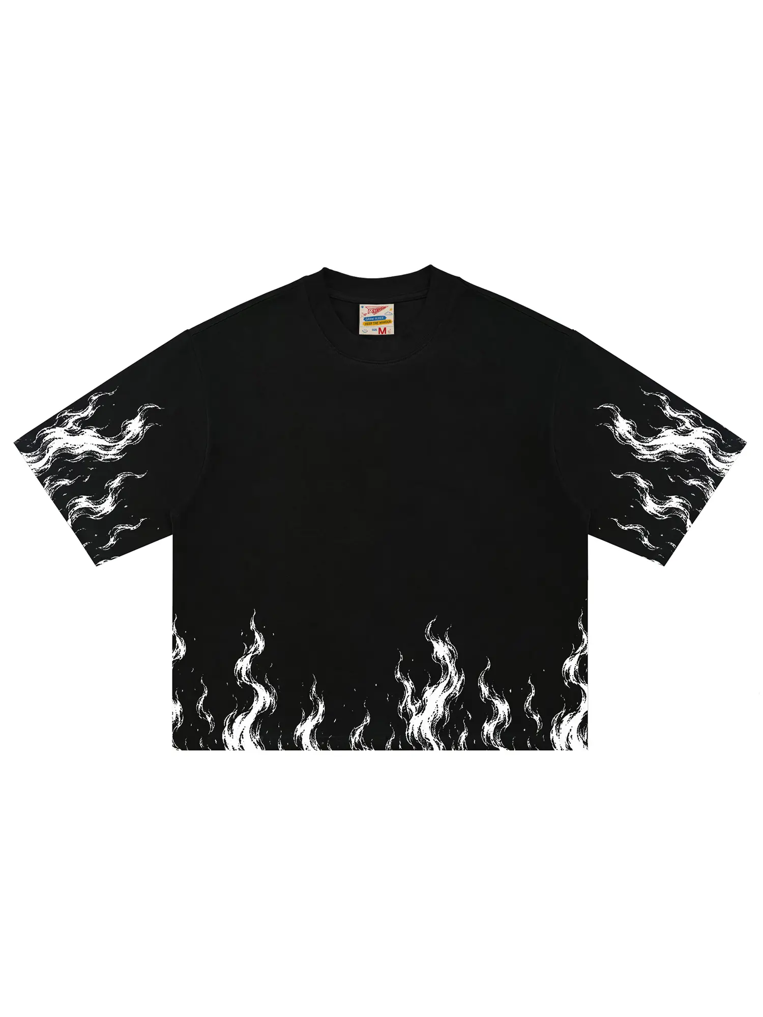 Men's 320GSM Pure Cotton Cropped Boxy T-Shirt - Round Neck, Graphic Print, Casual Fit, Short Cut, Cold Wash Compatible