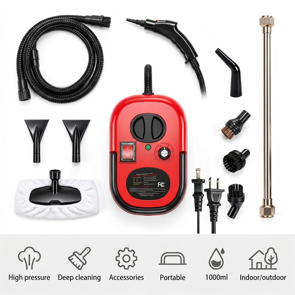 【BackToSchool】 Handheld Steam Cleaner - 2500W Power, 3BAR High-Temperature Pressurized, ABS Plastic Compact Form, Multi-Purpose Deep Clean Tool with Multiple Brush Heads for Grease/Dirt Removal, Ideal for Kitchen/Bathroom, Home Users 【BackToSchool】 Handheld Steam Cleaner - 2500W Power, 3BAR High-Temperature Pressurized, ABS Plastic Compact Form, Multi-Purpose Deep Clean Tool with Multiple Brush Heads for Grease/Dirt Removal, Ideal for Kitchen/Bathroom, Home Users