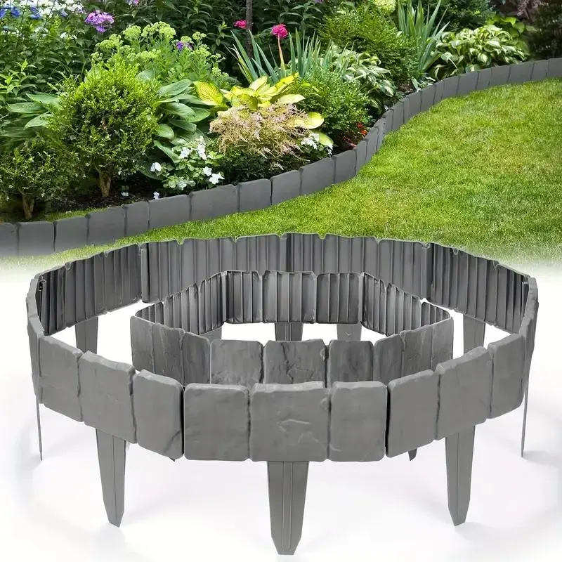 10pcs Garden Landscape Edging Border, Plastic Fence for Patio Lawn Yard Spring Autumn Decoration, Durable Outdoor Landscaping Supplies, Garden Borders, Easy Assembly