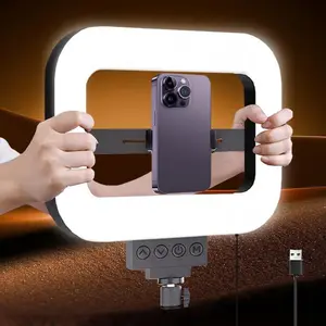 Camera & Smartphone Stabilizer Kit with LED Ring Light, Handheld Square Fill Light, 3 Color Temperature Modes, Selfie & Live Streaming Lighting Photographic Kit, Photography Kit, Video Blog Kit