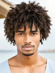 Men's Dreadlock Wig, Short Braided Wigs, Synthetic Afro Twist, Afro Curly Wigs, Coily Hair Style, All-Season Wear, Ideal for Daily Use & Stylish Looks
